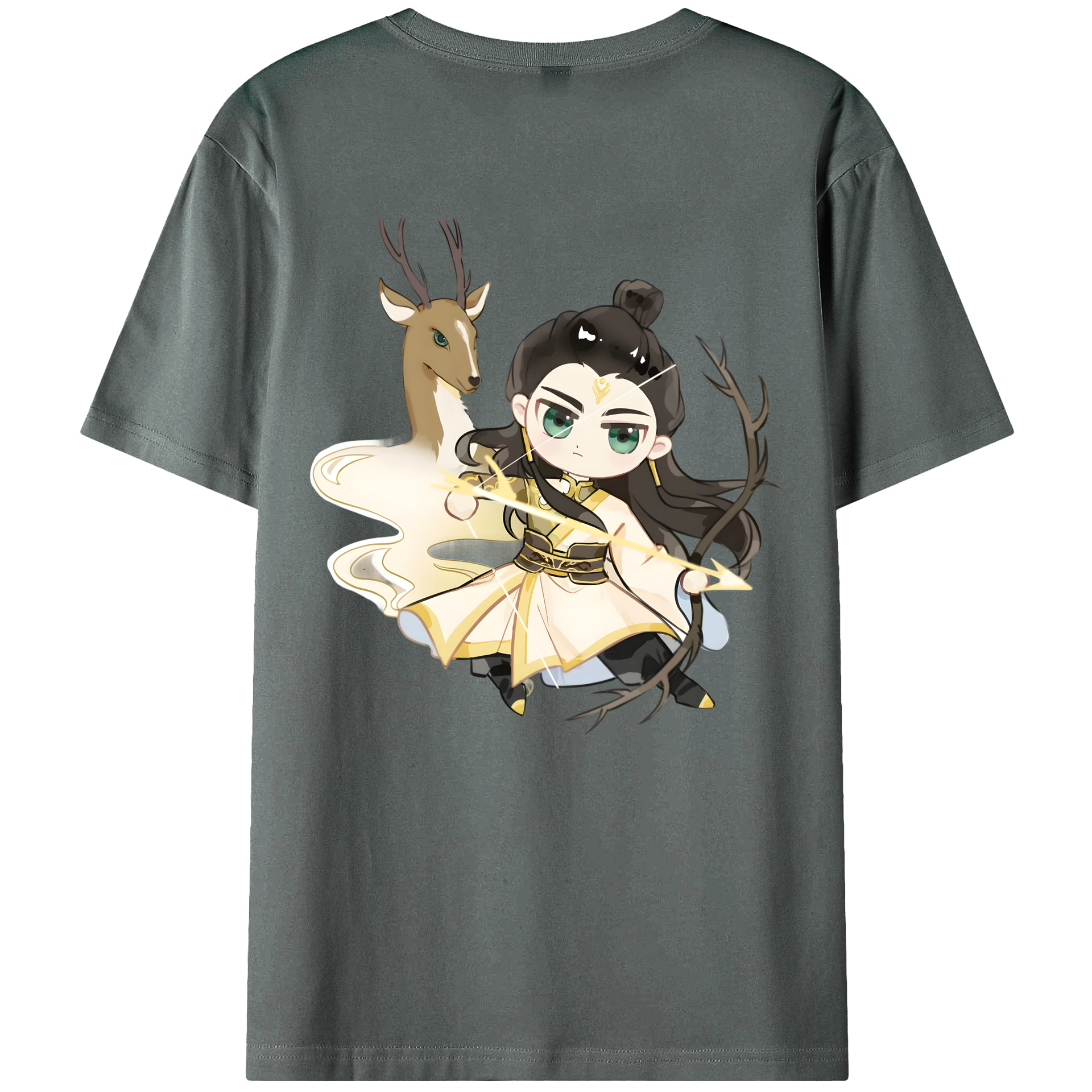 （画像用） Ne Zha 2 ナタ 魔童の大暴れ 綿100％ メンズ半袖Tシャツ（バックプリント） 通気性